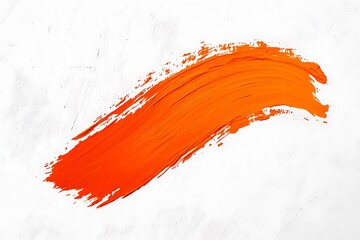 A single bold orange brushstroke on a white background, with a soft orange blot smear trailing behind it, creating an elegant, flowing effect.