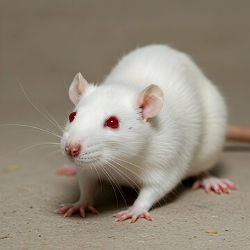 Albino Rat Detailed Photograph of a White Rat with Red Eyes