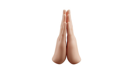 Professional 3D Render of Generic Folded Hands Emoji Gesture (Praying/High Five) Isolated on White Background