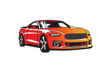 Obraz premium Vibrant sports car illustration in red and orange gradients
