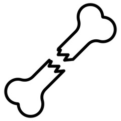 broken bone icon Simple thin line stroke