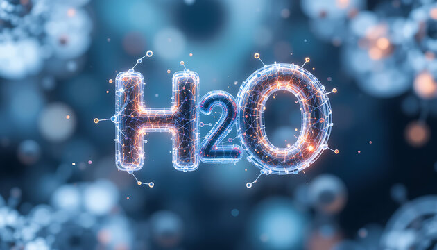 H2O Molecular Structure with Glowing Connections