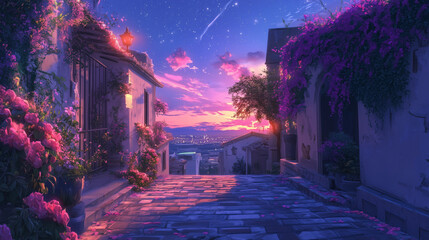 street in the sunset