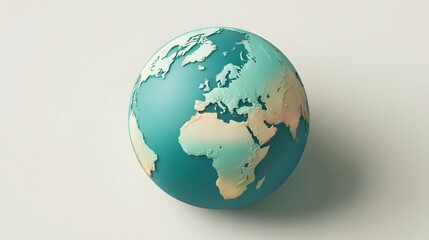 Obraz premium Illustration of a globe showing europe africa and asia on a light background surface in studio shot