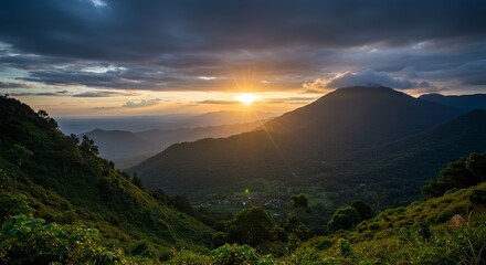 sunset in the mountains