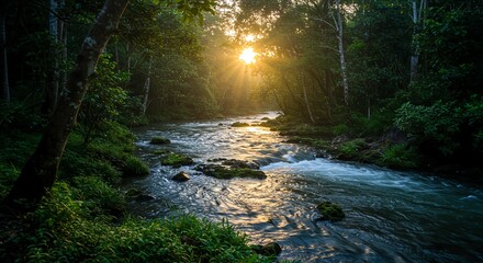 Obraz premium river in the forest