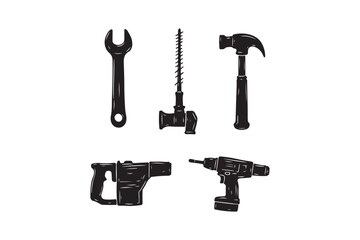 Fototapeta premium Hand and Power Tools Clipart for Construction and DIY Projects
