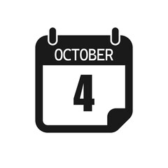 Vector icon page day calendar - 4 October month