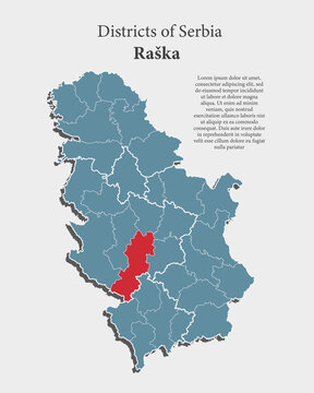 Vector map of Serbia - Raska District