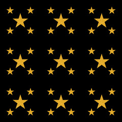 seamless pattern: golden color glitter stars against black background