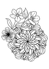 Butterflies animals and Flowers Mandala Coloring Page – Hand-drawn Line Art for Kids and Adults