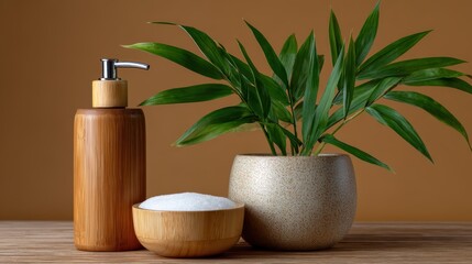 eco-friendly product showcase, eco-friendly lifestyle products showcased against a sustainable bamboo backdrop in a clean, well-lit studio perfect for environmentally conscious magazine spreads