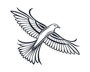 Stylized Bird in Flight Line Art Graphic Design