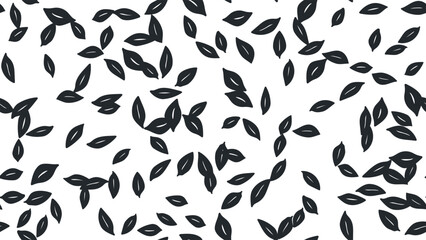 Leaves seamless pattern silhouette on white background. Hand drawn minimal abstract organic shapes