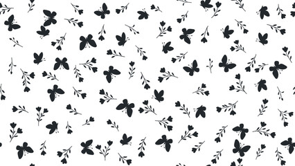 Butterfly and small flower pattern seamless. repetitive design cute background for prints paper, nursery, baby shower, textiles