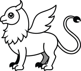 Fototapeta premium Detailed Line Drawing of a Mythical Griffin for Coloring Activities