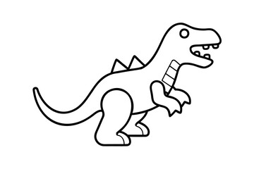 Cute cartoon dinosaur lineart illustration for kids