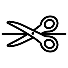 scissors with line icon Simple thin line stroke