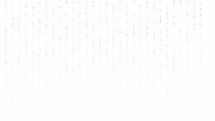 Digital hexadecimal code particles flowing across white background, tech data stream animation with programming numbers and letters - Powered by Adobe
