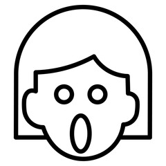 shocked girl icon Simple thin line stroke