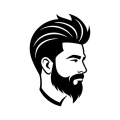 Man with beard and stylish hair silhouette isolated on transparent background