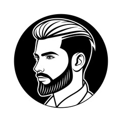 Stylish bearded man silhouette profile isolated on transparent background