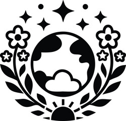 Black silhouette of an airplane in flight creating an enchanting illustration