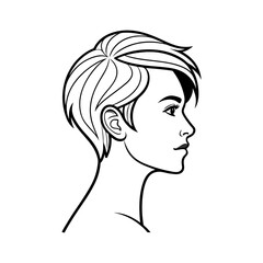 Woman profile silhouette with short hair isolated on transparent background