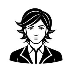 Woman in suit silhouette profile picture isolated on transparent background