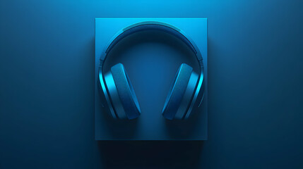 Immersive sound experience: Blue headphones with stunning, modern design on blue background