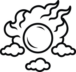 Burning orb envelope silhouette design with transparency on a white background vector