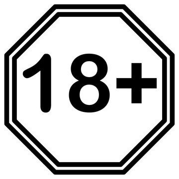 18 plus icon Simple thin line stroke