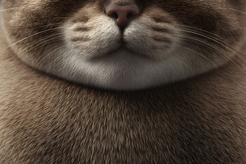 Closeup of a Brown Fluffy Cat's Face and Whiskers