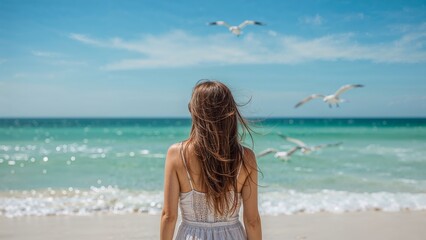 Travel Inspiration for Florida - A young woman walk on a Florida Beach