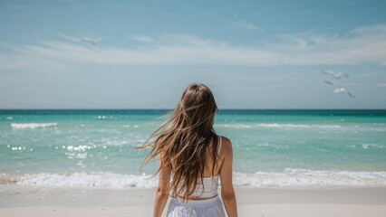 Travel Inspiration for Clearwater Florida - A young woman walk on a Florida Beach