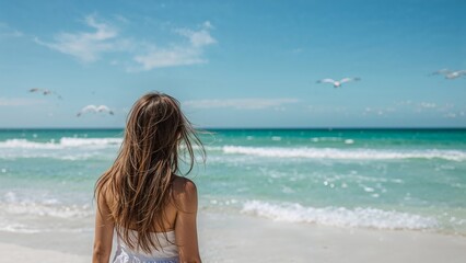 Travel Inspiration for Clearwater Florida - A young woman walk on a Florida Beach