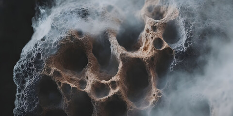 Abstract Smoky Brown and Gray Stone Texture with Porous Cellular Structure