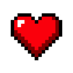 Pixelated Red Heart Shape Digital Art Graphic Design