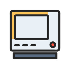 Retro Computer Monitor with Buttons and Power Button Illustration