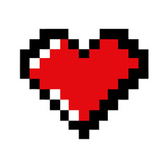 Obraz premium Pixelated Red Heart Shape Digital Love Graphic Art Design