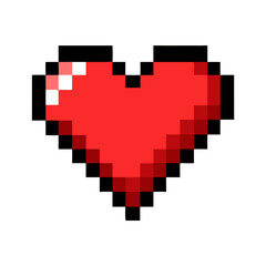 Pixelated Red Heart Digital Art Graphic Design Illustration