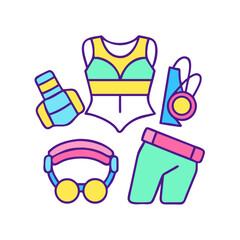 Colorful Fitness and Sport Equipment and Clothing