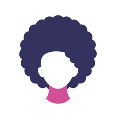A faceless illustration of a person with an afro hairstyle and pink turtleneck