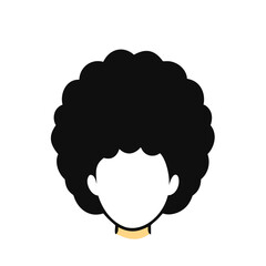 A simple illustration of a person with a large afro hairstyle a faceless profile picture featuring a big curly hair