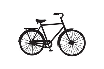 Old bicycle silhouette vector art illustration on white background