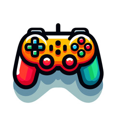 Bold and colorful gaming controller vector image representing fast-paced competitive play and modern eSports energy on transparent background for tournaments, logos, and gaming events