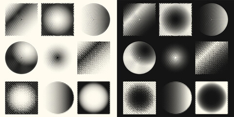Halftone dot tone grunge effect abstract pattern texture vector graphic retro illustration. gradient geometric element art shape modern creative pop wallpaper vintage monochrome print frame