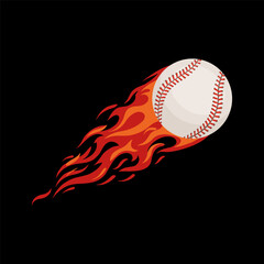Flaming baseball ball sport illustration