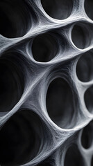 Abstract Gray Organic 3D Texture with Interconnected Holes