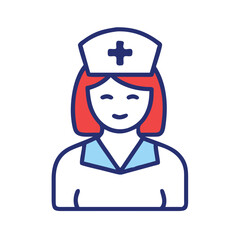 Smiling female nurse healthcare worker professional medical caregiver icon illustration